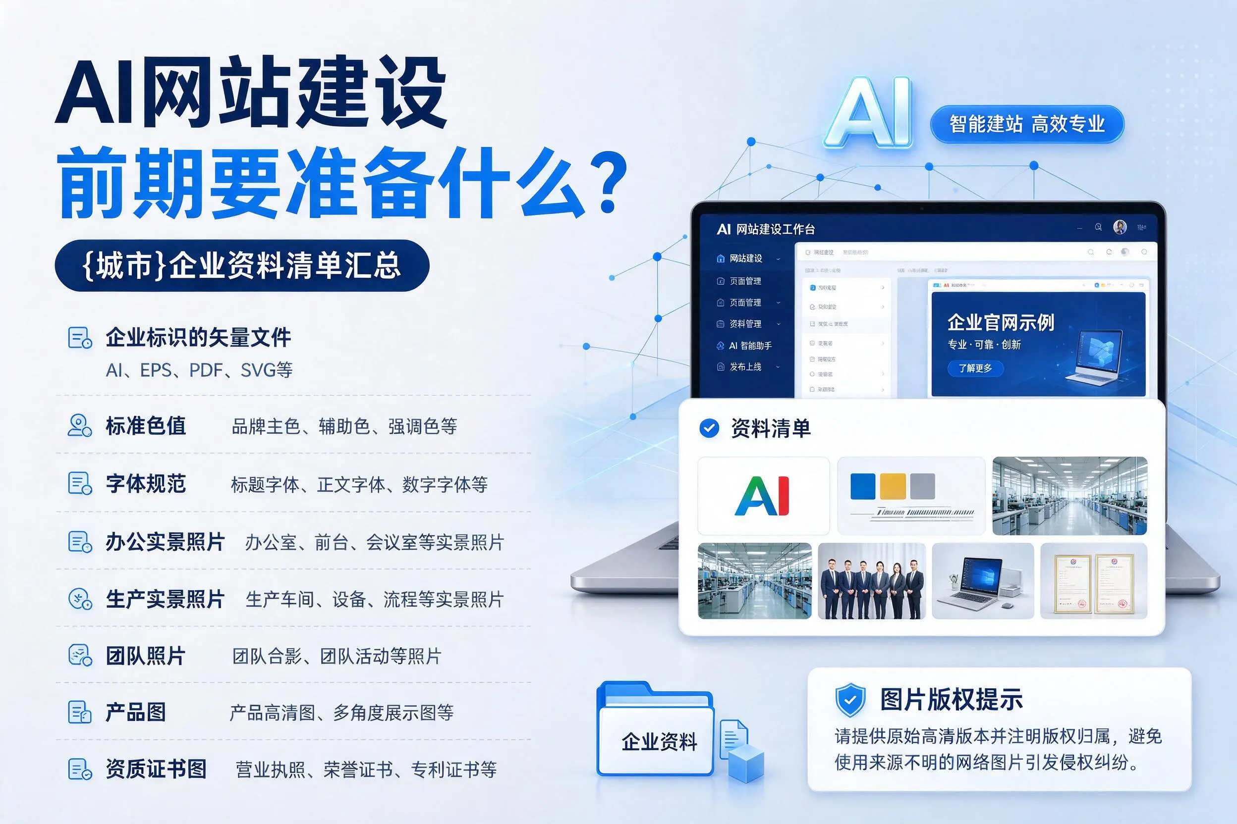 AI网站建设前期要准备什么?西宁企业资料清单汇总